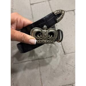 Vintage BRIGHTON Crown Belt  Black leather 90s